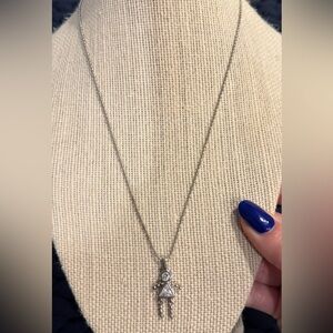 Sterling Silver 925 Vintage April Birthstone Girl Doll Pendent CZ